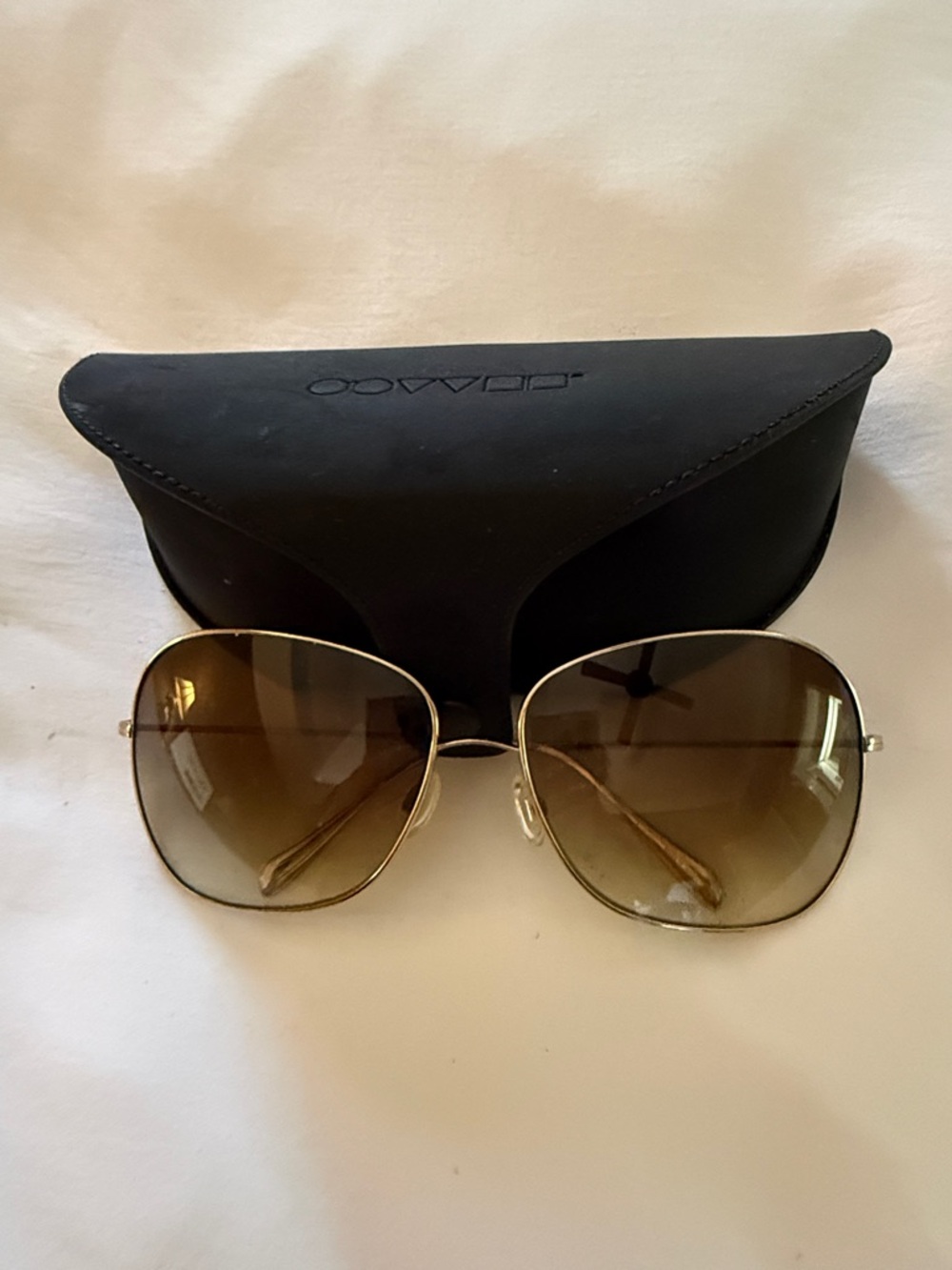 Gold Frame Brown Gradient Women's Sunglasses with Black Case